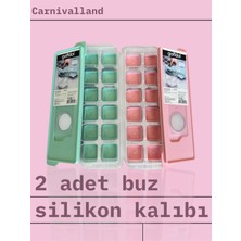 2 Adet Silikon Buz Kalıbı 12 Bölmeli Kapaklı Bas Parmak Buz Kalıbı Silikon Buzluk Buz Küpü