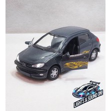 Peugeot 206 Model Araba - Metal - Çekbrak - Sesli Işıklı | 13CM