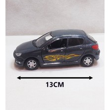 Peugeot 206 Model Araba - Metal - Çekbrak - Sesli Işıklı | 13CM