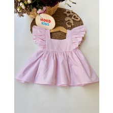 Mavi-Çizgili-Fırfır-Detaylı-Elbise