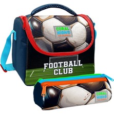 Coral High Erkek Çocuk Lacivert Yeşil Futbol Thermo Beslenme Çantası ve Üç Bölmeli Kalemlik Seti