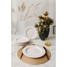 Keramika Beyaz Iyonya Pasta Tabağı 22 cm 6 Adet 006
