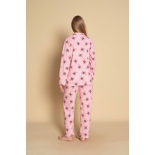 Kadın Desenli Uzun Kol Gömlek Pijama Takımı
