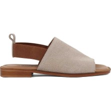 Kadın Vizon Bilekten Lastikli Süet Deri Sandalet