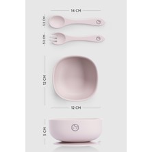 Little Gusto Silikon Vakumlu Pembe Mama Tabağı ve Çatal Kaşık Seti