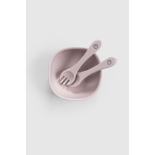 Little Gusto Silikon Vakumlu Pembe Mama Tabağı ve Çatal Kaşık Seti