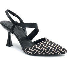 Feles Çapraz Detaylı Arkası Açık Stiletto Kadın Topuklu Ayakkabı