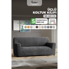 Paulato Lastikli Esnek ve Yıkanabilir 3 Kişilik Koltuk Örtüsü Çekyat Kanepe Kılıfı - Antrasit