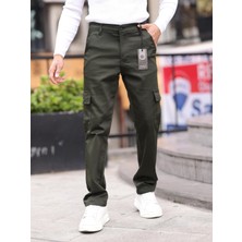 Erkek Baggy Fit Casual Jean Non-Denim Kargo Cepli Pantolon