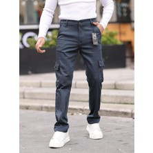 Erkek Baggy Fit Casual Jean Non-Denim Kargo Cepli Pantolon