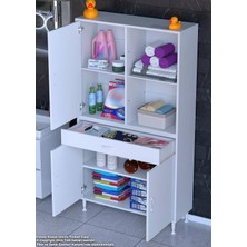 90 x 173 x 32,5 cm 1 Çekmece 3 Kapak 3 Raf 6 Göz Bölme Organizatör Mutfak Dolabı Çok Amaçlı Dolap