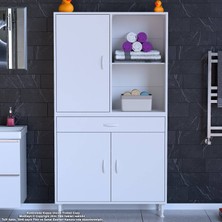 90 x 173 x 32,5 cm 1 Çekmece 3 Kapak 3 Raf 6 Göz Bölme Organizatör Mutfak Dolabı Çok Amaçlı Dolap