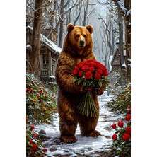 Aden Dekoratif Manzara Güller ve Ayı Kanvas Tablo