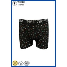 World Star 6'lı Desenli Erkek Boxer – Pamuklu ve Likralı – Premium Kutulu