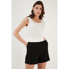 Lela Slim Fit Kalın Dantelli Kare Yaka Bürümcük 2'li Paket Atlet Bayan Atlet 5864979S2