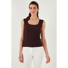 Lela Slim Fit Kalın Dantelli Kare Yaka Bürümcük 2'li Paket Atlet Bayan Atlet 5864979S2