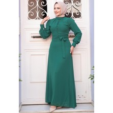 Düğme Detaylı Açık Yeşil Tesettür Elbise 2703AY