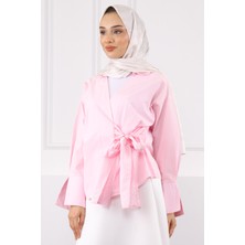 Toz Pembe Yandan Bağlamalı Gömlek