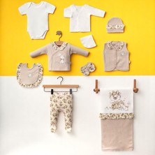 Milays Kız Bebek 0-3 Ay Çiçekli Tavşanlı 10LU Set %100 Organik Pamuk