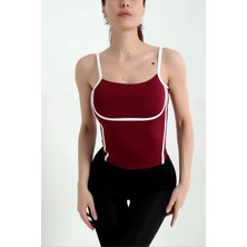 Ince Askılı Biye Detaylı Crop Bluz