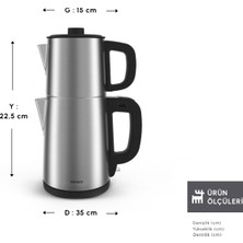 Karaca Teabig Xl 2 In 1 Çelik Çay Makinesi Ve Su Isıtıcı Inox