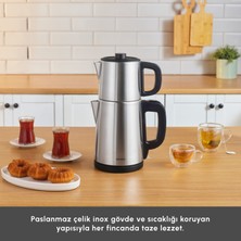 Karaca Teabig Xl 2 In 1 Çelik Çay Makinesi Ve Su Isıtıcı Inox