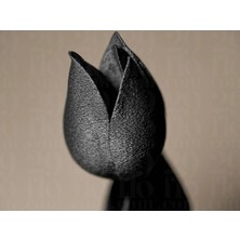 Siyah Lale – Modern Minimal Çiçek Figürü