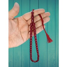 Anemore Collection SIKMA KEHRİBAR TESBİH BORDO RENK KAPSÜL KESİM T-826