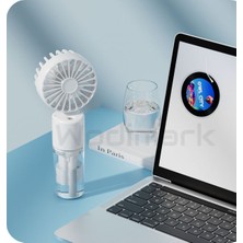 Wodimark El Tipi Sulu Buharlı Fan Şarjlı Vantilatör Mini Masaüstü El Fan Taşınabilir 3 Kademeli Usb Pervane