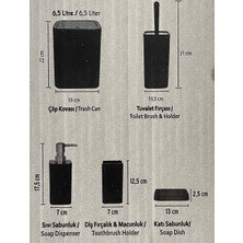 Bhrstore-5 Parça Banyo Seti - Dekoratif Kare Pratik Kapak Çöp Kovası Diş Fırçalık Sabunluk Fırça Seti
