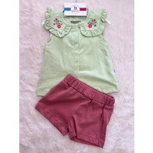 Yakası Çiçek Nakışlı Ikili Takım