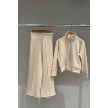%100 Cotton Fermuarlı Üst - Ispanyol Paça Pantolon Kız Çocuk