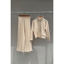 %100 Cotton Fermuarlı Üst - Ispanyol Paça Pantolon Kız Çocuk