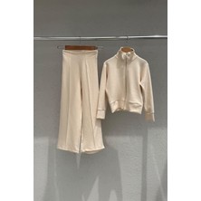 %100 Cotton Fermuarlı Üst - Ispanyol Paça Pantolon Kız Çocuk