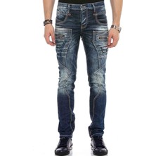 CD584 Parçalı Dikişli Düşük Bel Vintage Erkek Jean Pantolon