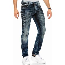 CD286 Dekoratif  Dikişli Yıkamalı Koyu Erkek Pantolon