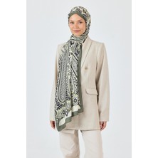 Haki-Siyah Retro Desenli Şal 5684