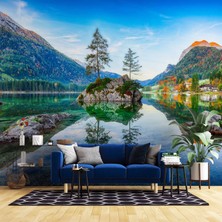 Dağ ve Nehir Manzara Duvar Kağıdı Baskı