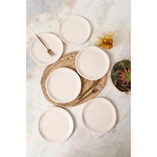 Keramika Krem Bloom Pasta Tabağı 24 cm 6 Adet 030