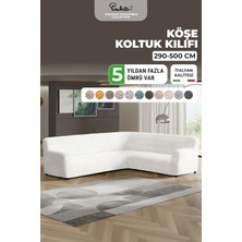 Paulato Lastikli Esnek ve Yıkanabilir L Köşe Koltuk Örtüsü Çekyat Kanepe Kılıfı - Düz Beyaz