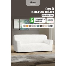 Paulato Lastikli Esnek ve Yıkanabilir 3 Kişilik Koltuk Örtüsü Çekyat Kanepe Kılıfı - Düz Beyaz