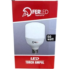 Ferled, (2 Adet) 50W LED Ampül, Torch Ampül, Büyük Watt LED Ampül, 3000 K (Günışığı Işık), Iç Mekanad(2 Adet)