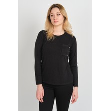 Sistas Kadın Tek Cepli Bisiklet Yaka Uzun Kol Bluz 24525 Antrasit