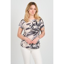 Sistas Kadın Düşük Kol Desenli Bisiklet Yaka Bluz 24280 Siyah