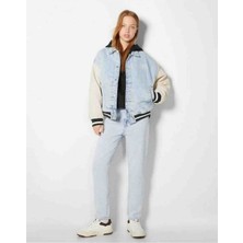 Allbucks Bershka, Deri Kollu Dolgulu Denim Bomber Mont ABBRS0022