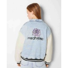 Allbucks Bershka, Deri Kollu Dolgulu Denim Bomber Mont ABBRS0022