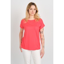 Sistas Kadın Işleme Detaylı Düşük Kol Bisiklet Yaka Bluz 24275 Mercan