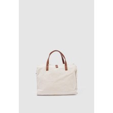 Shule Bags Organik Keten Kumaş Shopper Çanta Leon Taba