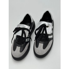 Kadın Şeritli Bağcıklı Günlük Sneaker Kaydırmaz Taban Spor Ayakkabı