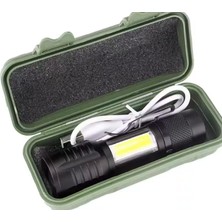 Just Cheap Store Wison WS-5454 Taktik El Feneri USB Şarj Edilebilir Kamp Feneri Cob Zumlanabilir Mini Taşınabilir El Feneri